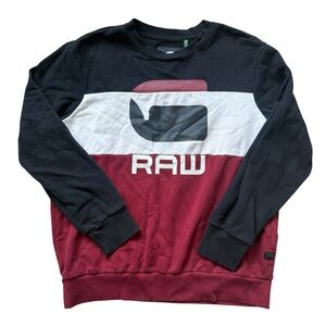 G-Star RAW Colorblock Crewneck Sweatshirt XXL Streetwear Logo Pullover Red Black